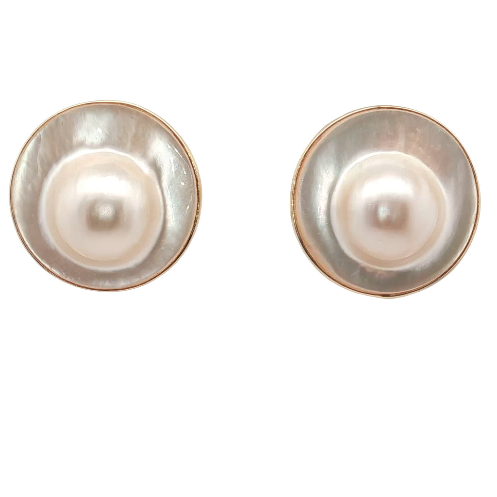 14k Yellow Gold Baroque Pearl Clip-On Earrings