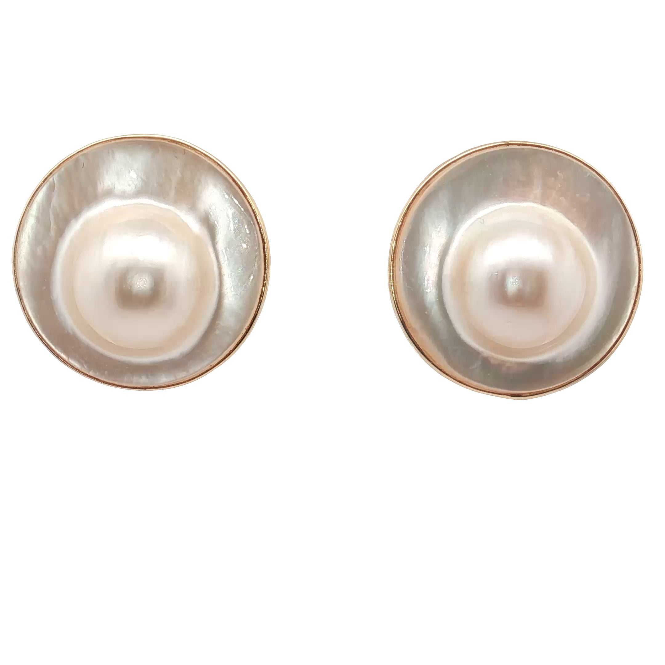 14k Yellow Gold Baroque Pearl Clip-On Earrings