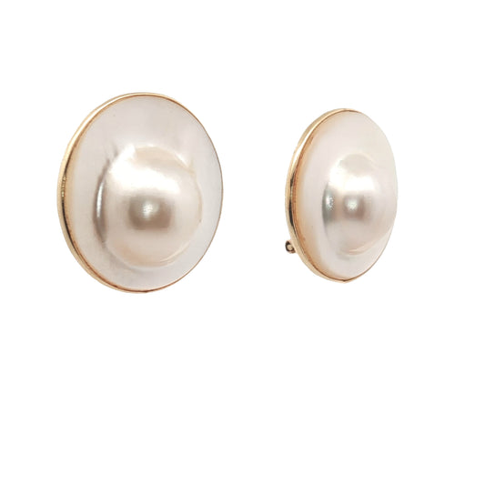 14k Yellow Gold Baroque Pearl Clip-On Earrings