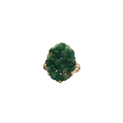 14k Yellow Gold Carved Jade Vintage Ring Size 6.5