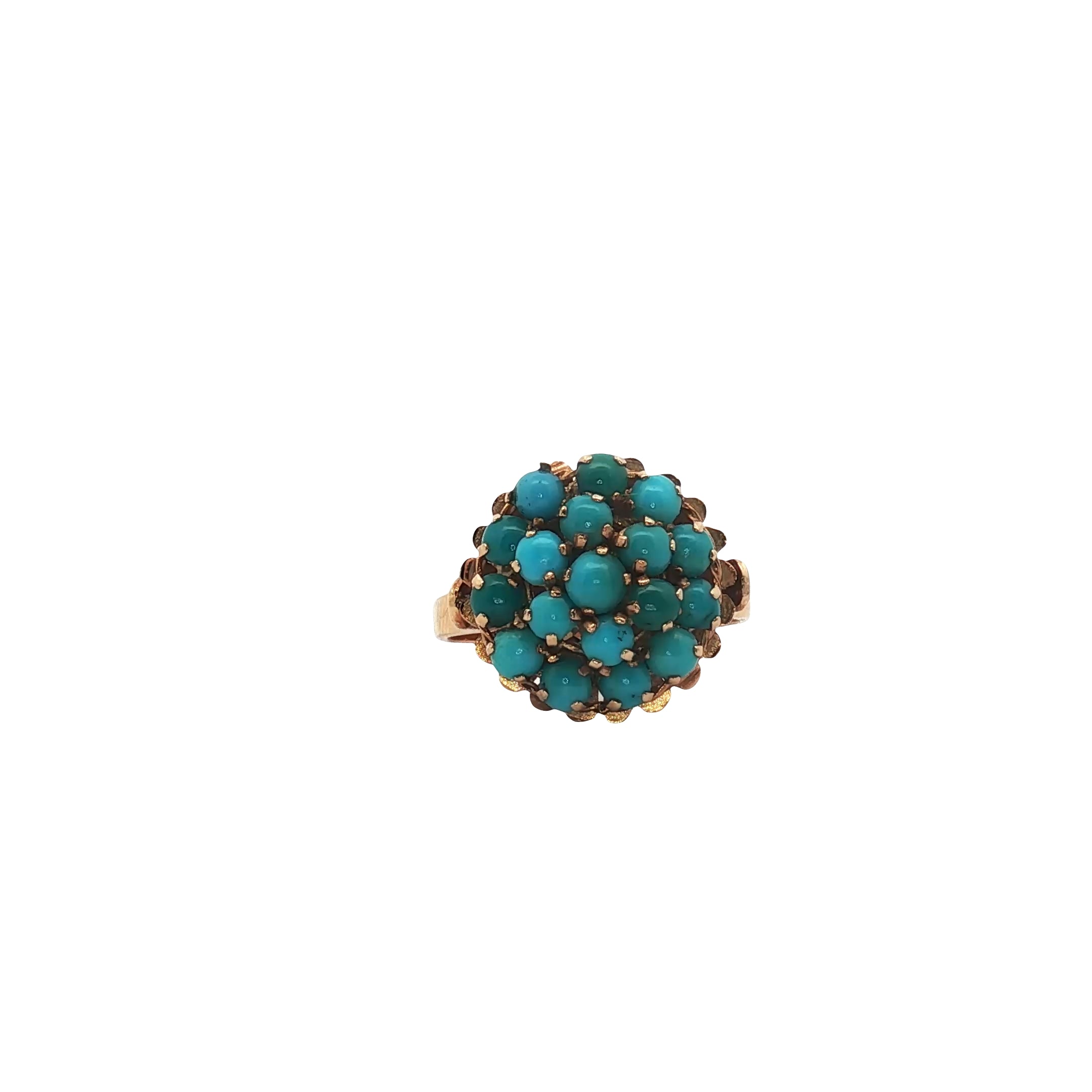 18k Yellow Gold Turquoise Vintage Ring Size 7.5