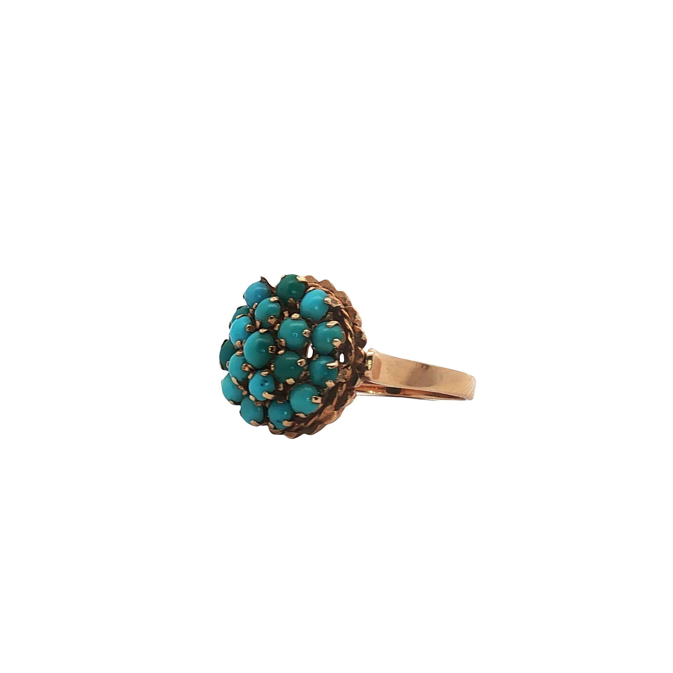 18k Yellow Gold Turquoise Vintage Ring Size 7.5