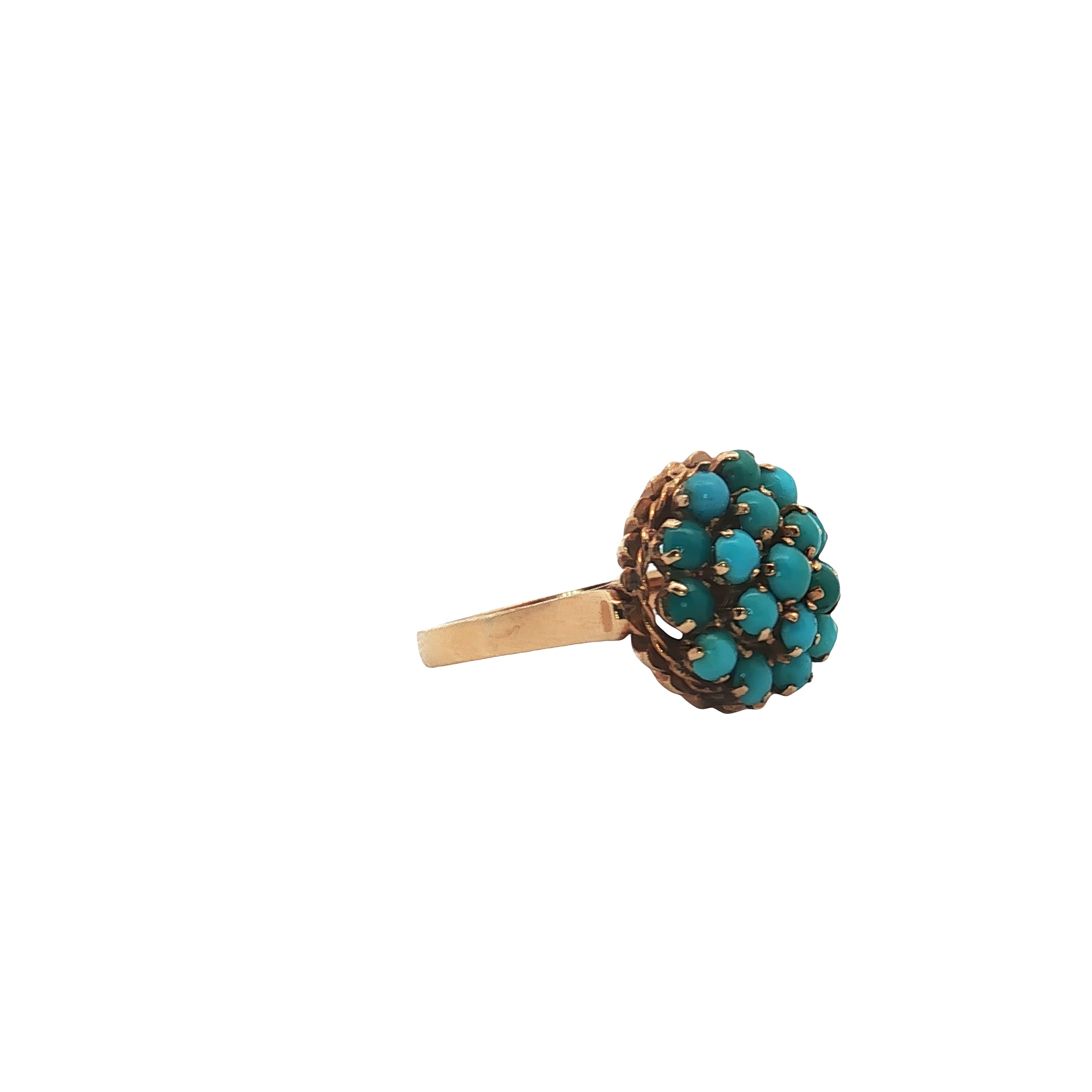 18k Yellow Gold Turquoise Vintage Ring Size 7.5