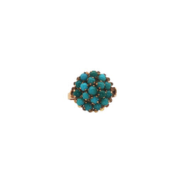 18k Yellow Gold Turquoise Vintage Ring Size 7.5