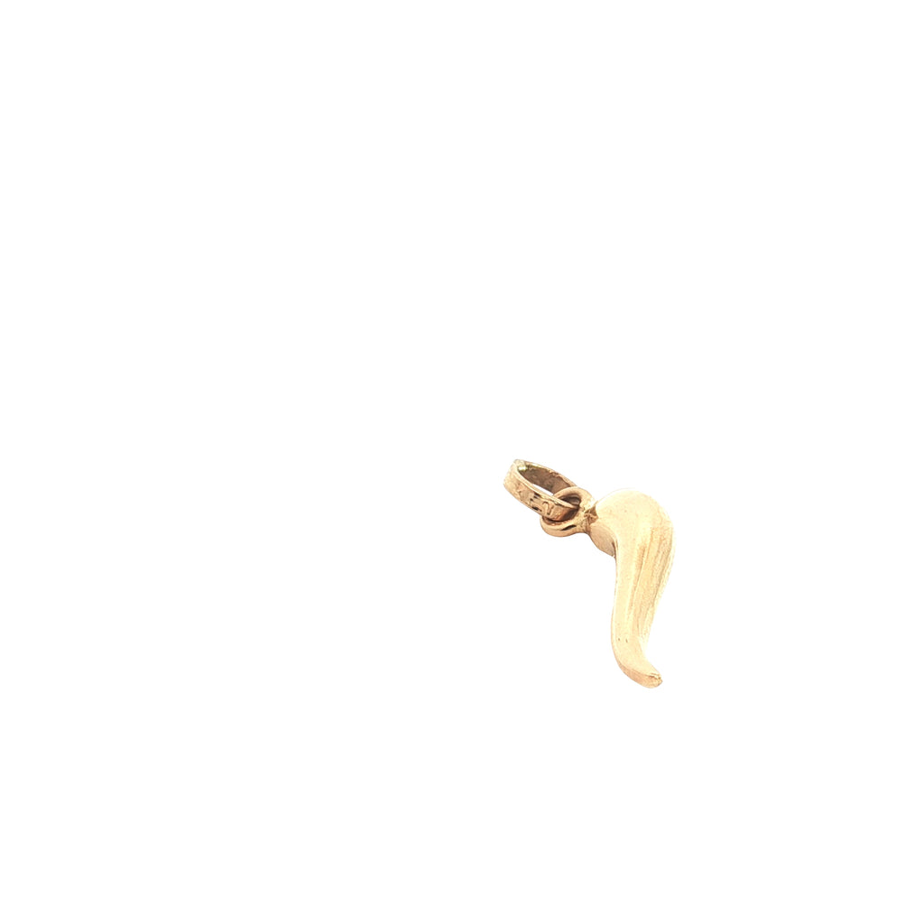 14k Yellow Gold Italian Horn Charm 1" inch