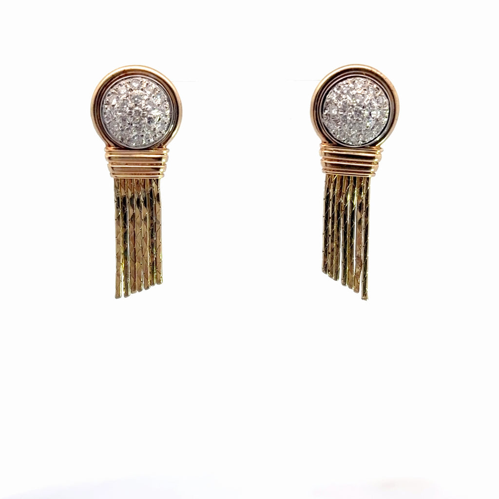 14k Yellow Gold 1.50ct G SI1 Round Diamond Dome Dangling Earrings