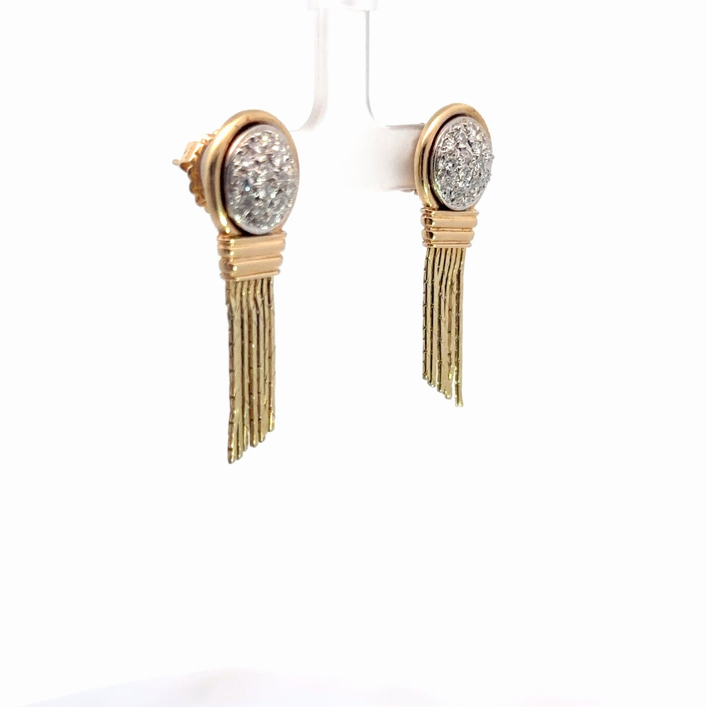 14k Yellow Gold 1.50ct G SI1 Round Diamond Dome Dangling Earrings