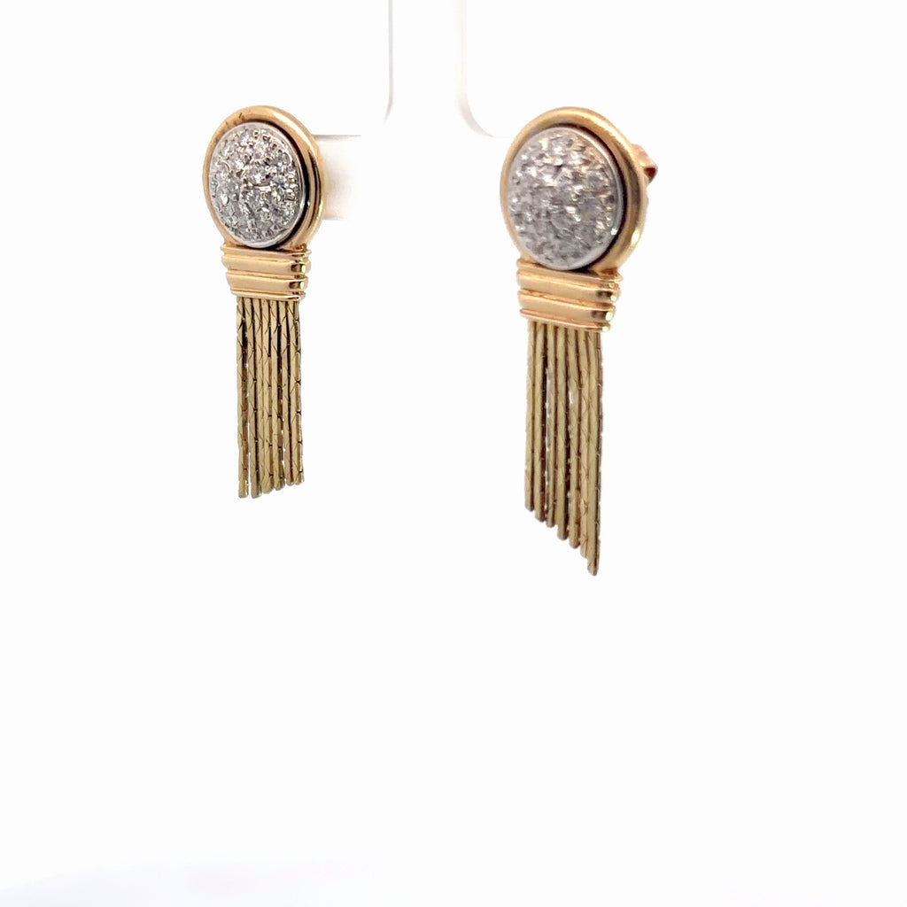 14k Yellow Gold 1.50ct G SI1 Round Diamond Dome Dangling Earrings