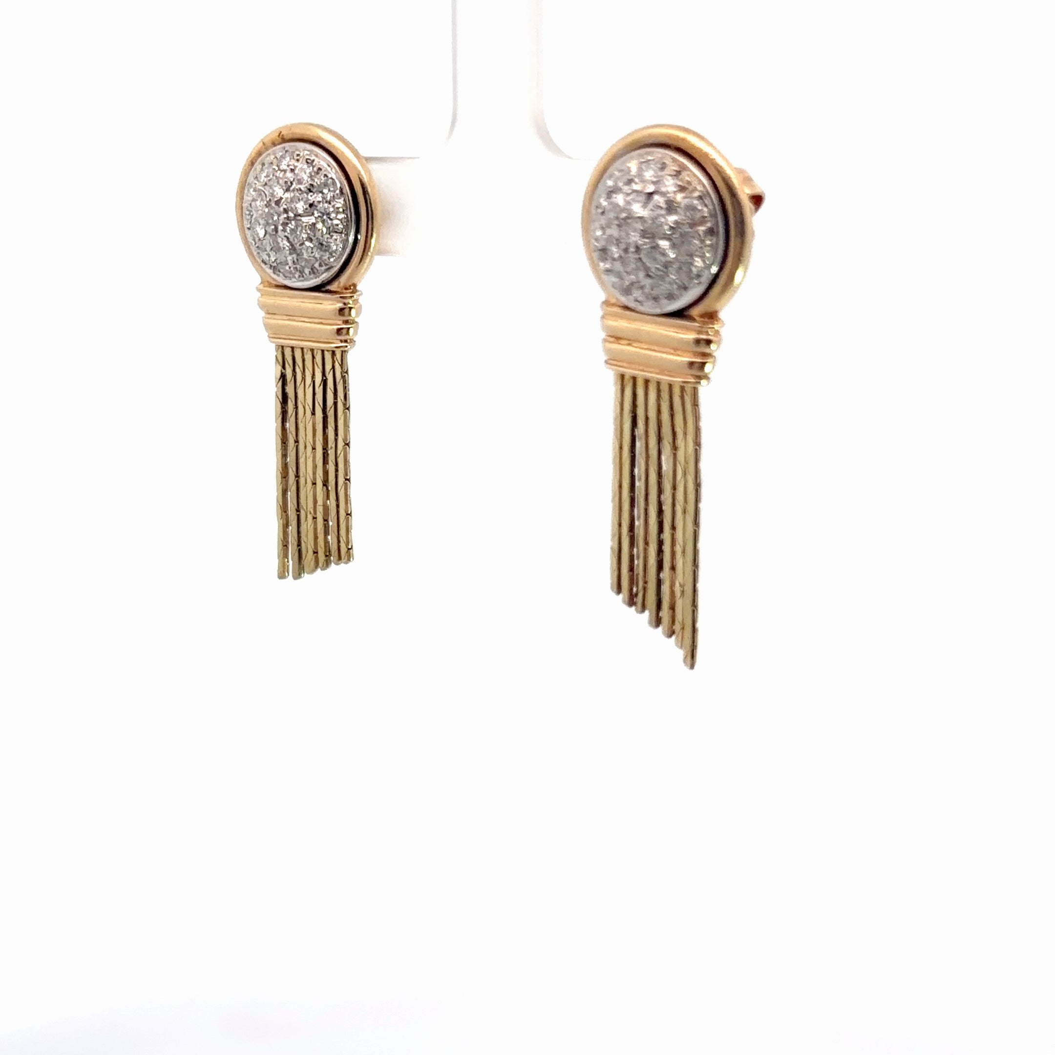 14k Yellow Gold 1.50ct G SI1 Round Diamond Dome Dangling Earrings