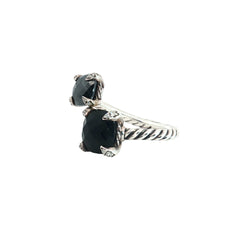 Pre-Owned David Yurman Chatelaine Bypass with Black Onyx and Round Diamond Toi et Moi Ring Size 6.5