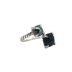 Pre-Owned David Yurman Chatelaine Bypass with Black Onyx and Round Diamond Toi et Moi Ring Size 6.5