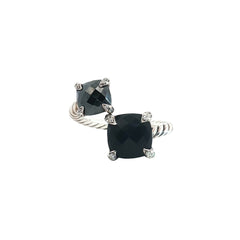 Pre-Owned David Yurman Chatelaine Bypass with Black Onyx and Round Diamond Toi et Moi Ring Size 6.5