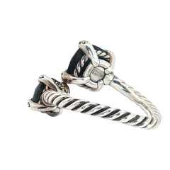 Pre-Owned David Yurman Chatelaine Bypass with Black Onyx and Round Diamond Toi et Moi Ring Size 6.5