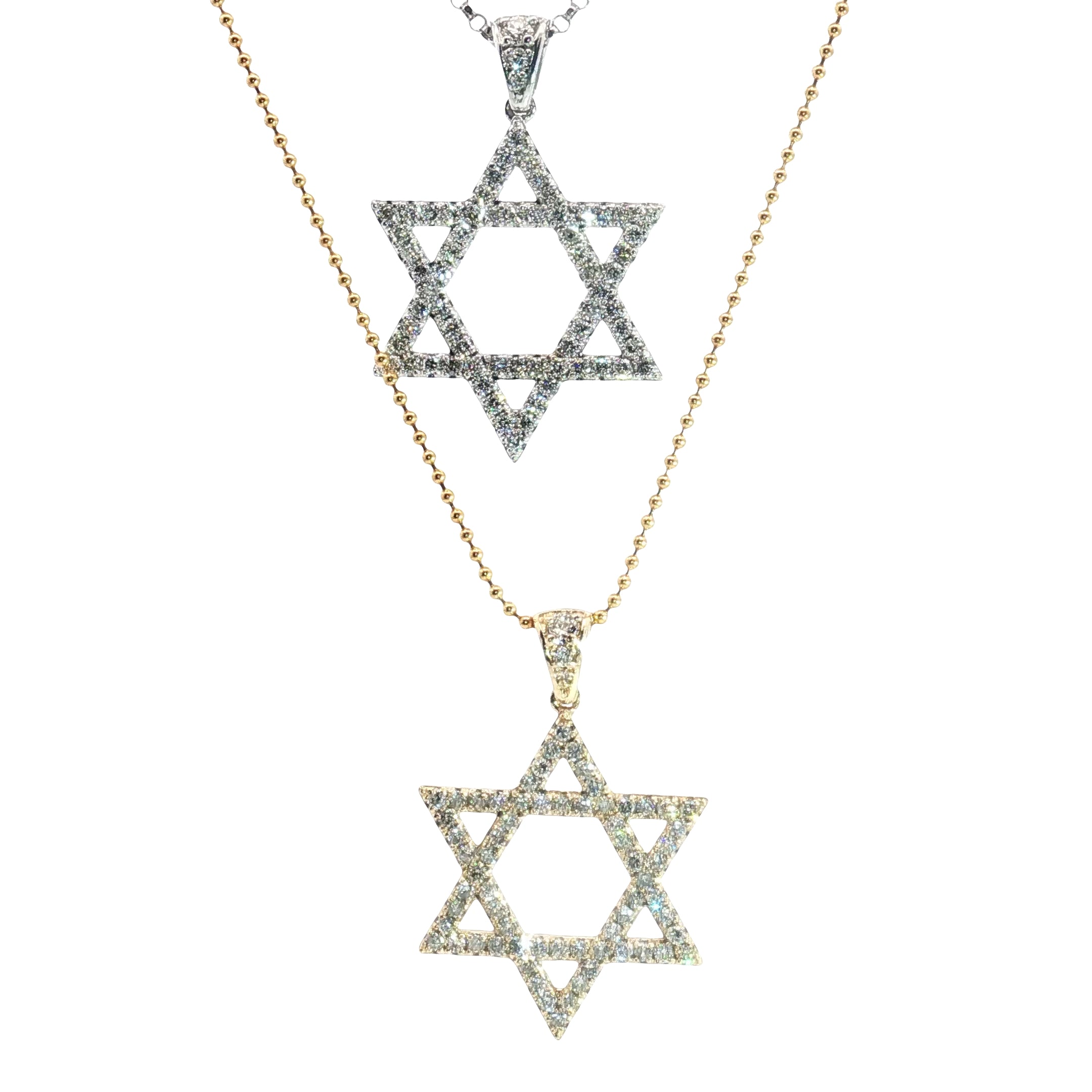 14k Yellow and White Gold .55ct F VS2 Round Diamond 1" Star of David Pendant