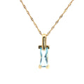18k Yellow Gold Criso Blue Topaz 3/4" Long Contemporary Pendant