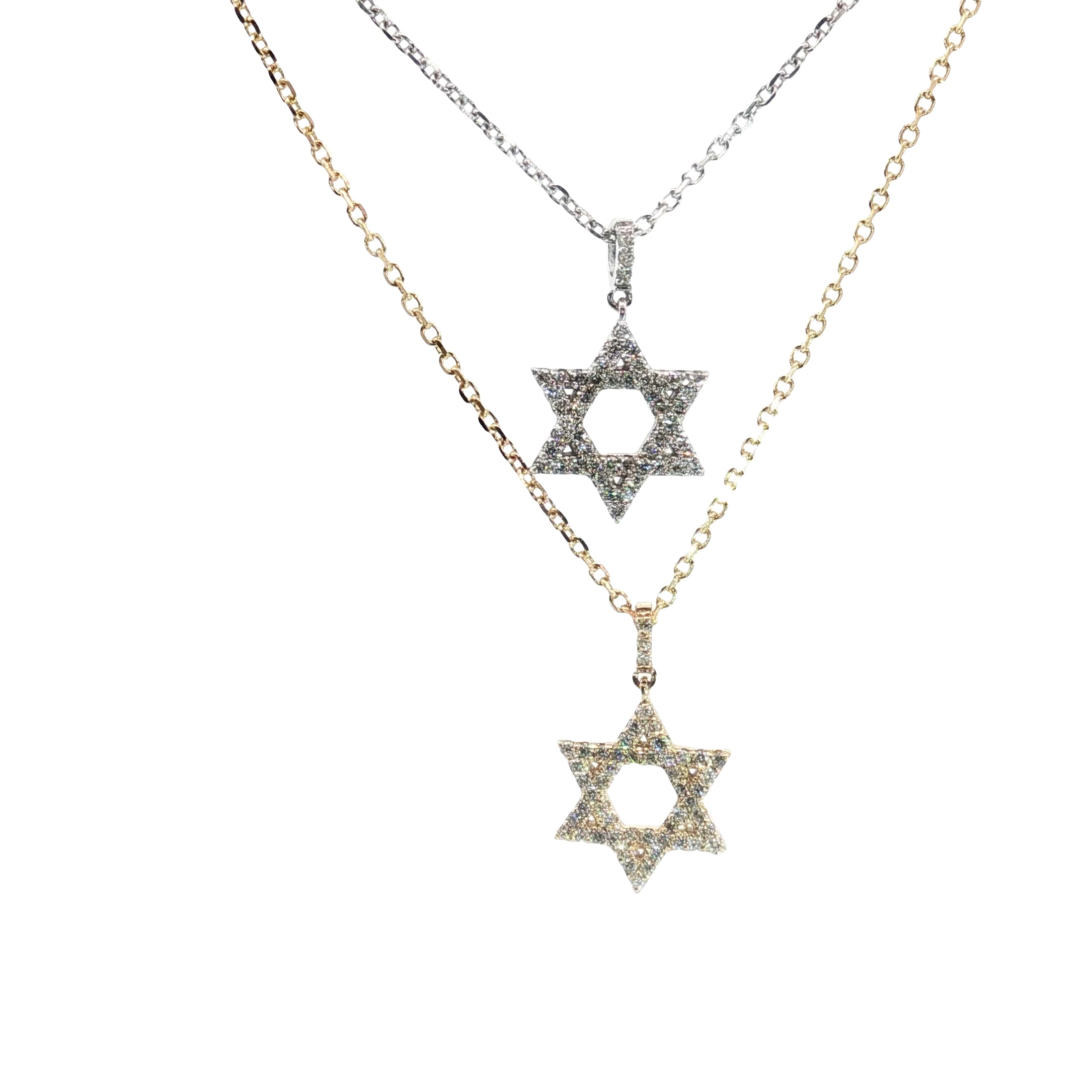 14k Yellow and White Gold .35ct F VS2 Round Diamond 1/2"ich Star of Diamond Pendant