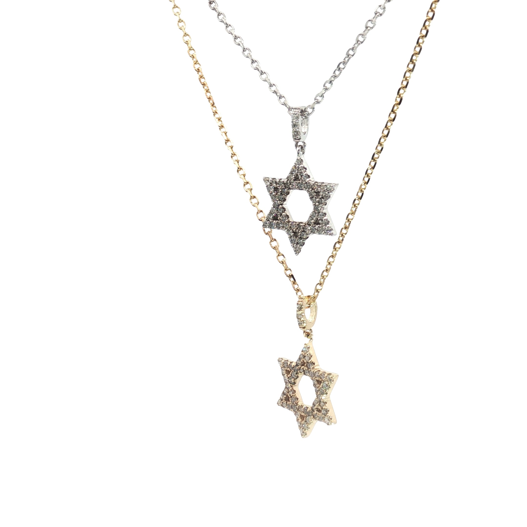14k Yellow and White Gold .35ct F VS2 Round Diamond 1/2"ich Star of Diamond Pendant