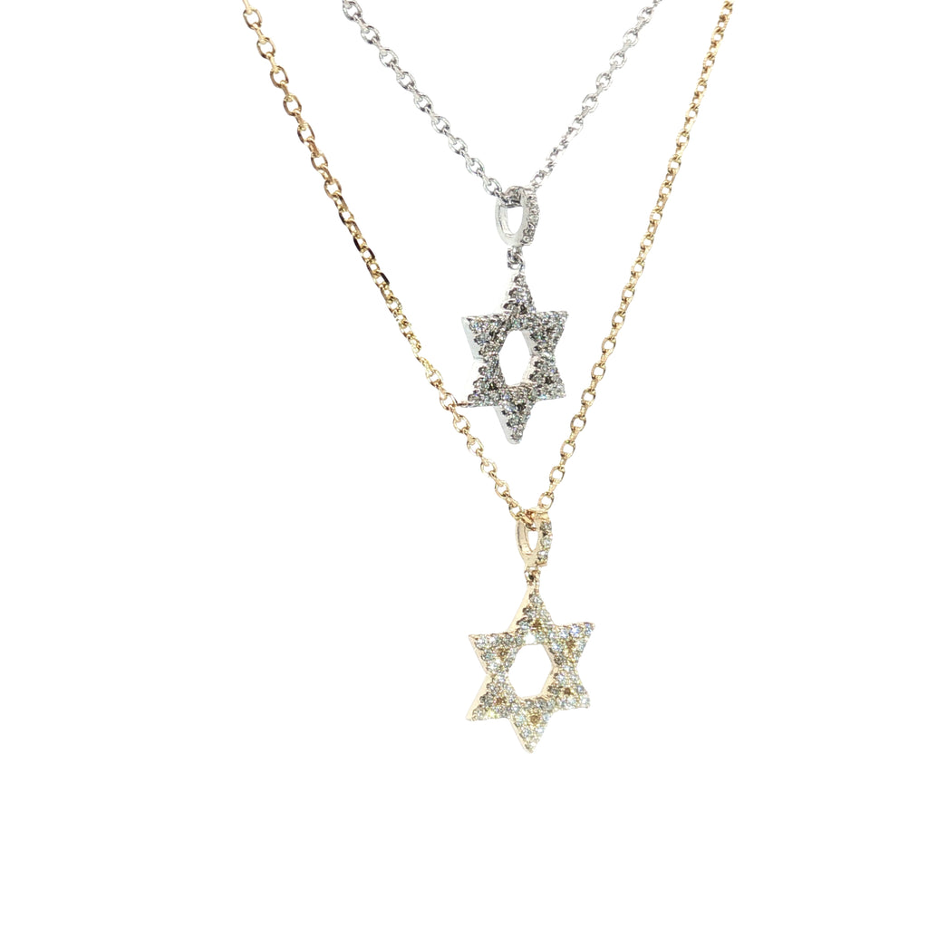 14k Yellow and White Gold .35ct F VS2 Round Diamond 1/2"ich Star of Diamond Pendant