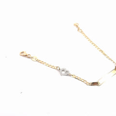 14k Yellow Gold Baby ID with (one) White Gold Heart Bracelet 2.4 gram 6"inch