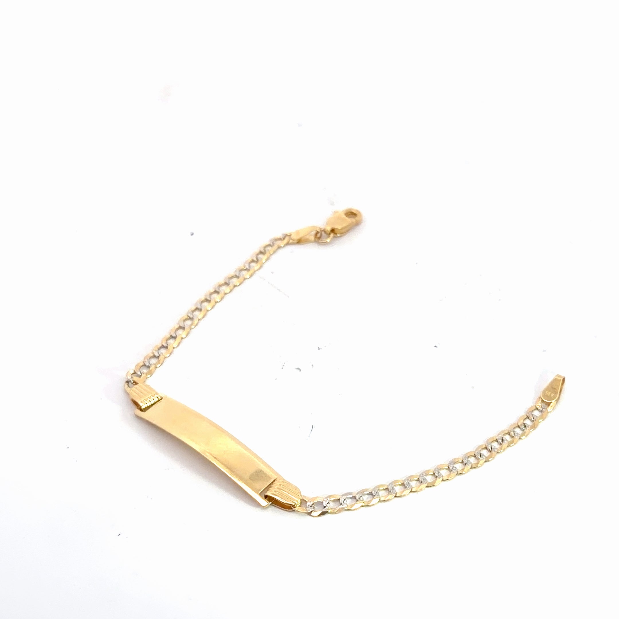 14k Two Tone Curb Baby ID Bracelet 3.5 gram 6"inch