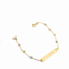 14k Tri-Color Beaded Baby ID Bracelet 1.2 gram 6"inch