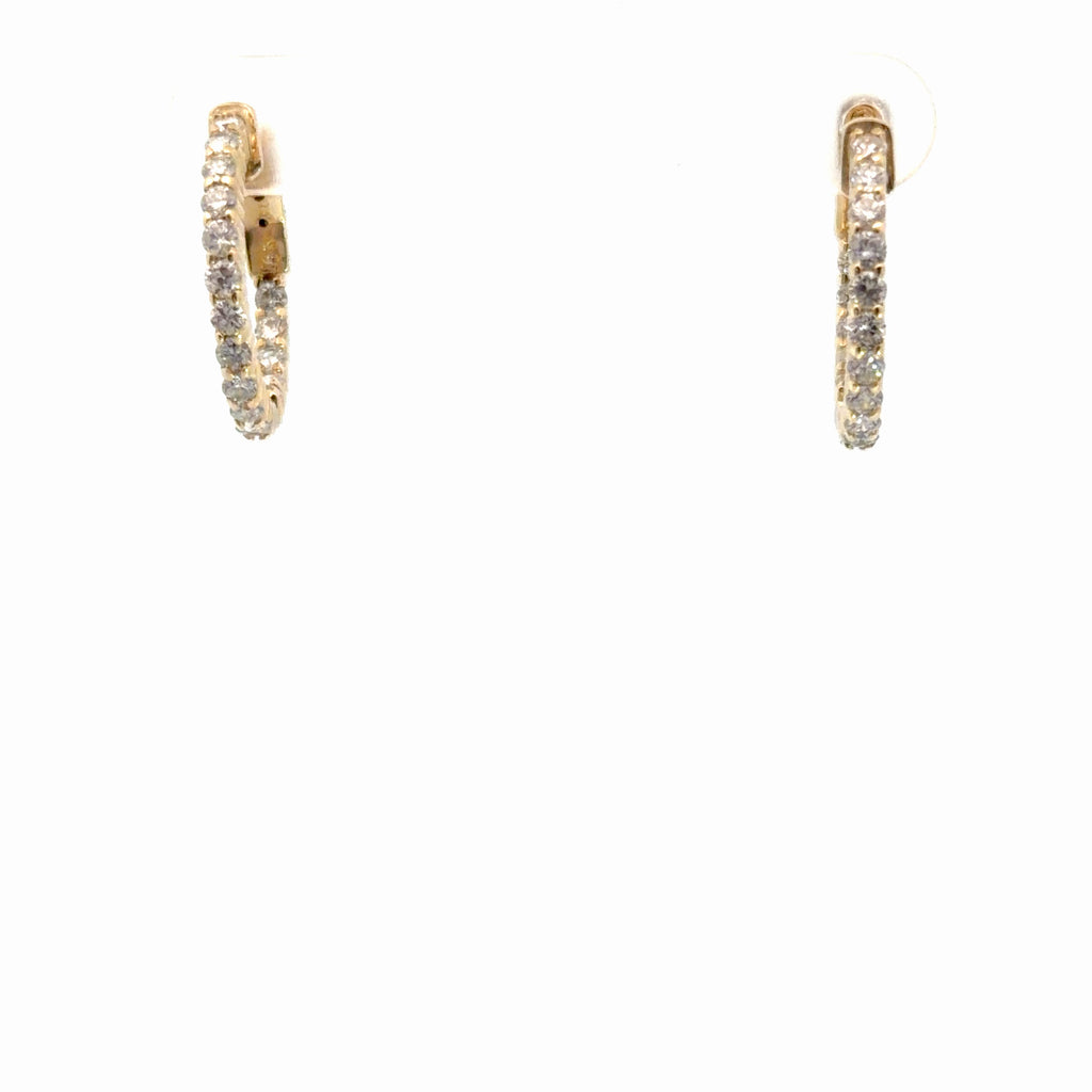 14k Yellow Gold 1.00ct G VS2 Round Diamond 3/4"inch Inside/ Out Hoop Earrings
