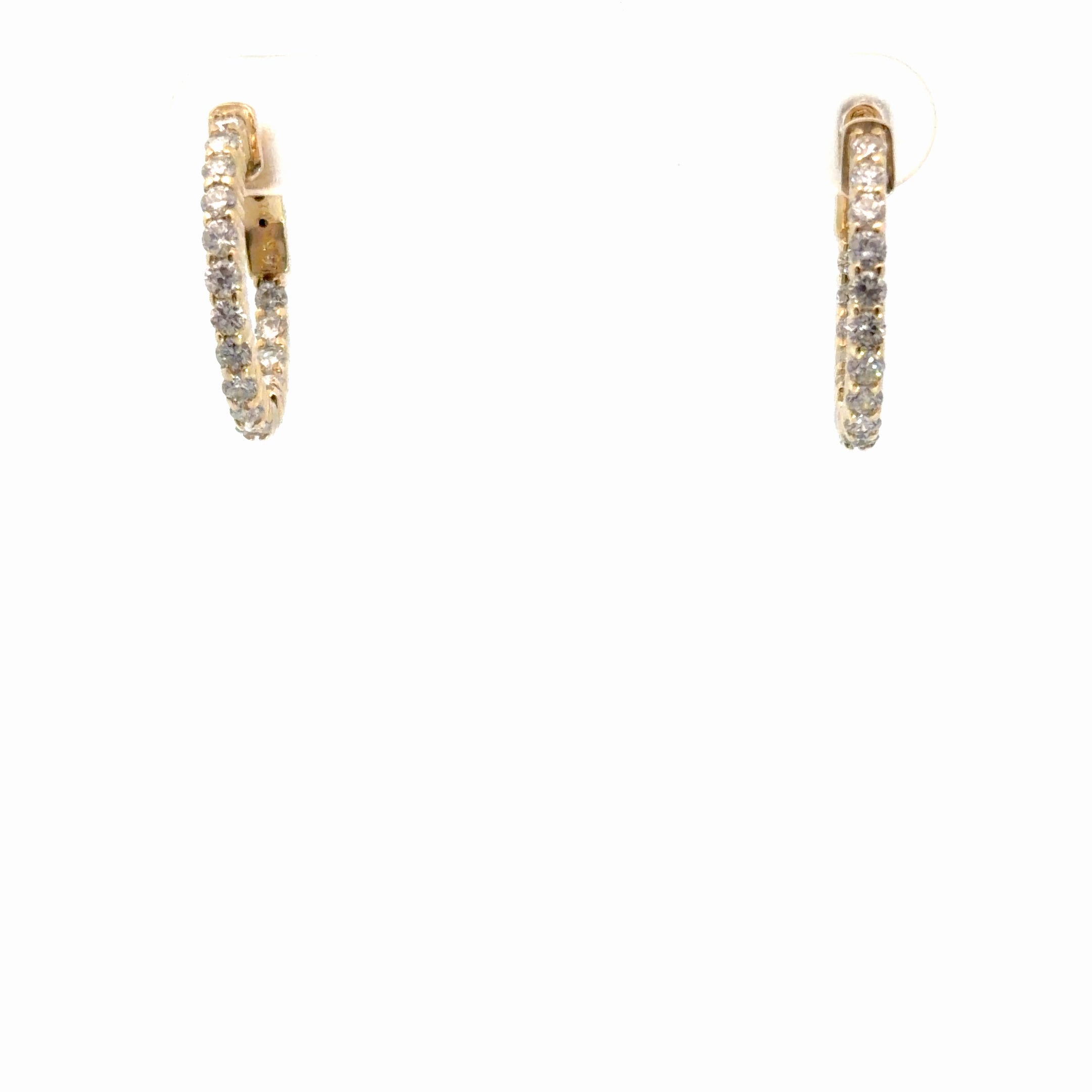 14k Yellow Gold 1.00ct G VS2 Round Diamond 3/4"inch Inside/ Out Hoop Earrings
