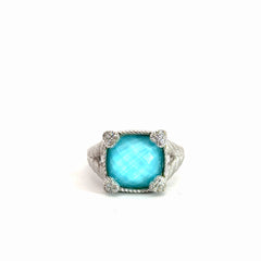 Pre-Owned Judith Ripka Turquoise Quarte Domonique Sterling Silver with Cubic Zirconia Stone (Rare)