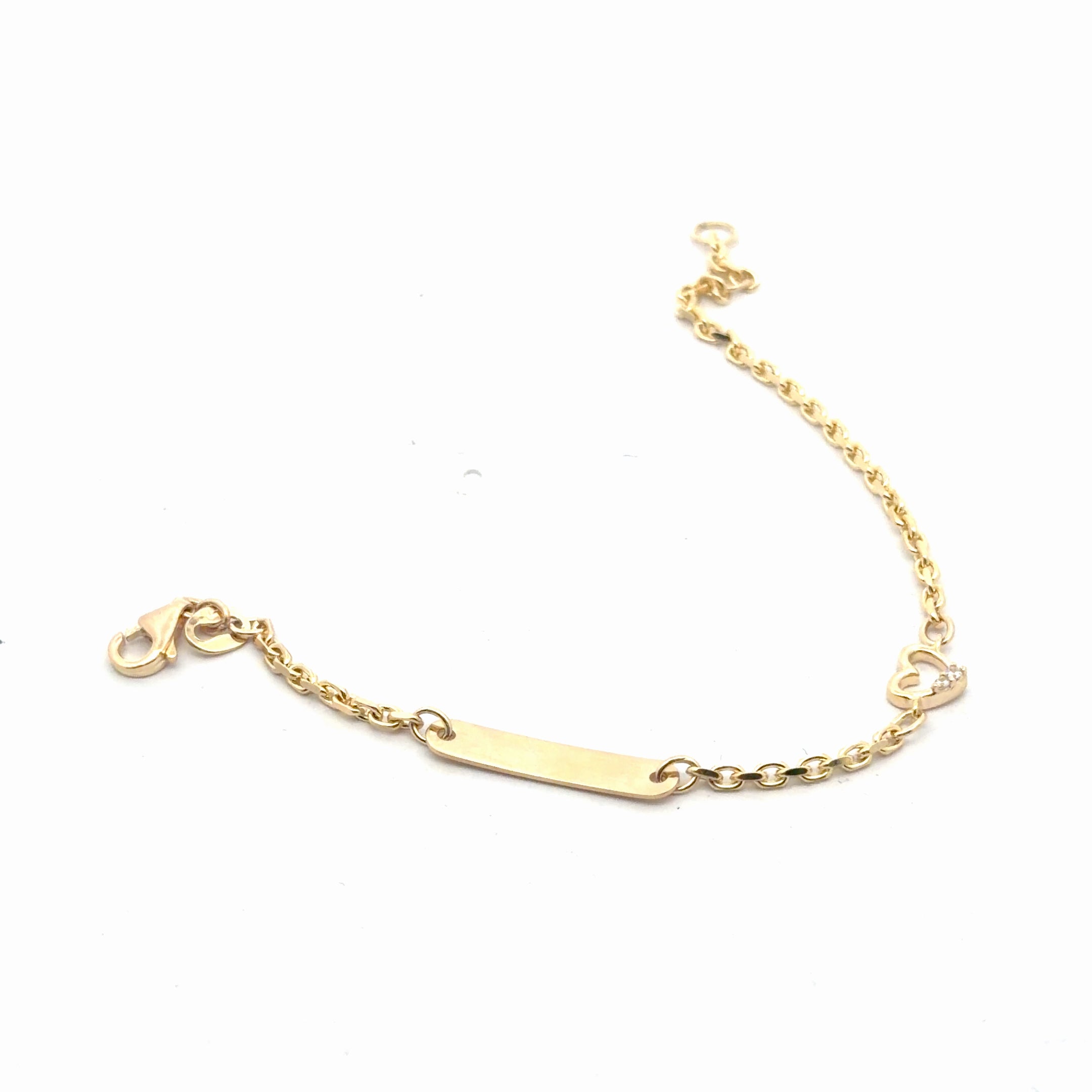14k Yellow Gold Baby ID with (one) Heart Bracelet 2.7 gram 6"inch