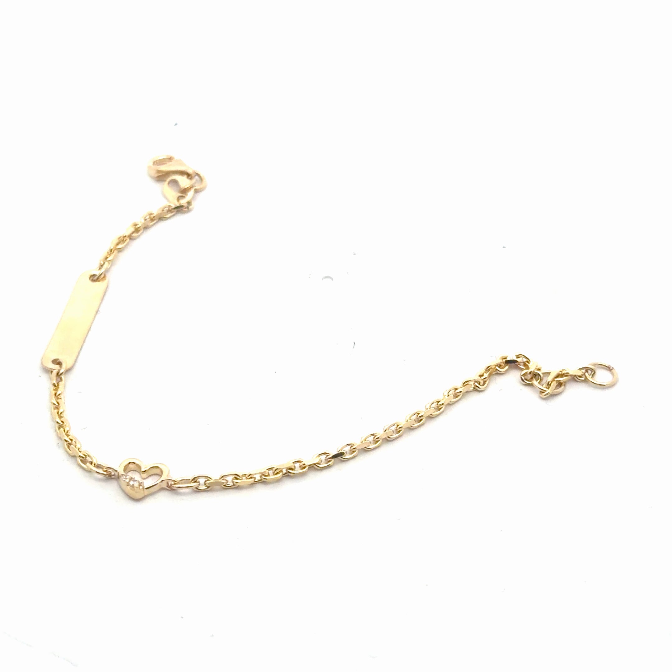14k Yellow Gold Baby ID with (one) Heart Bracelet 2.7 gram 6"inch