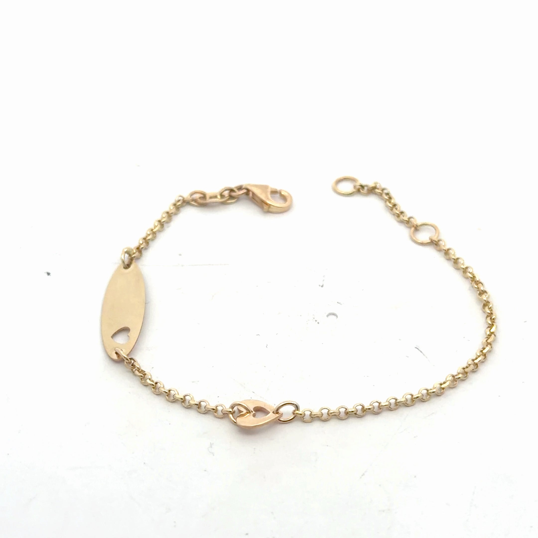 14k Yellow Gold Baby ID with (one) Heart Bracelet 2.1 gram 6"inch