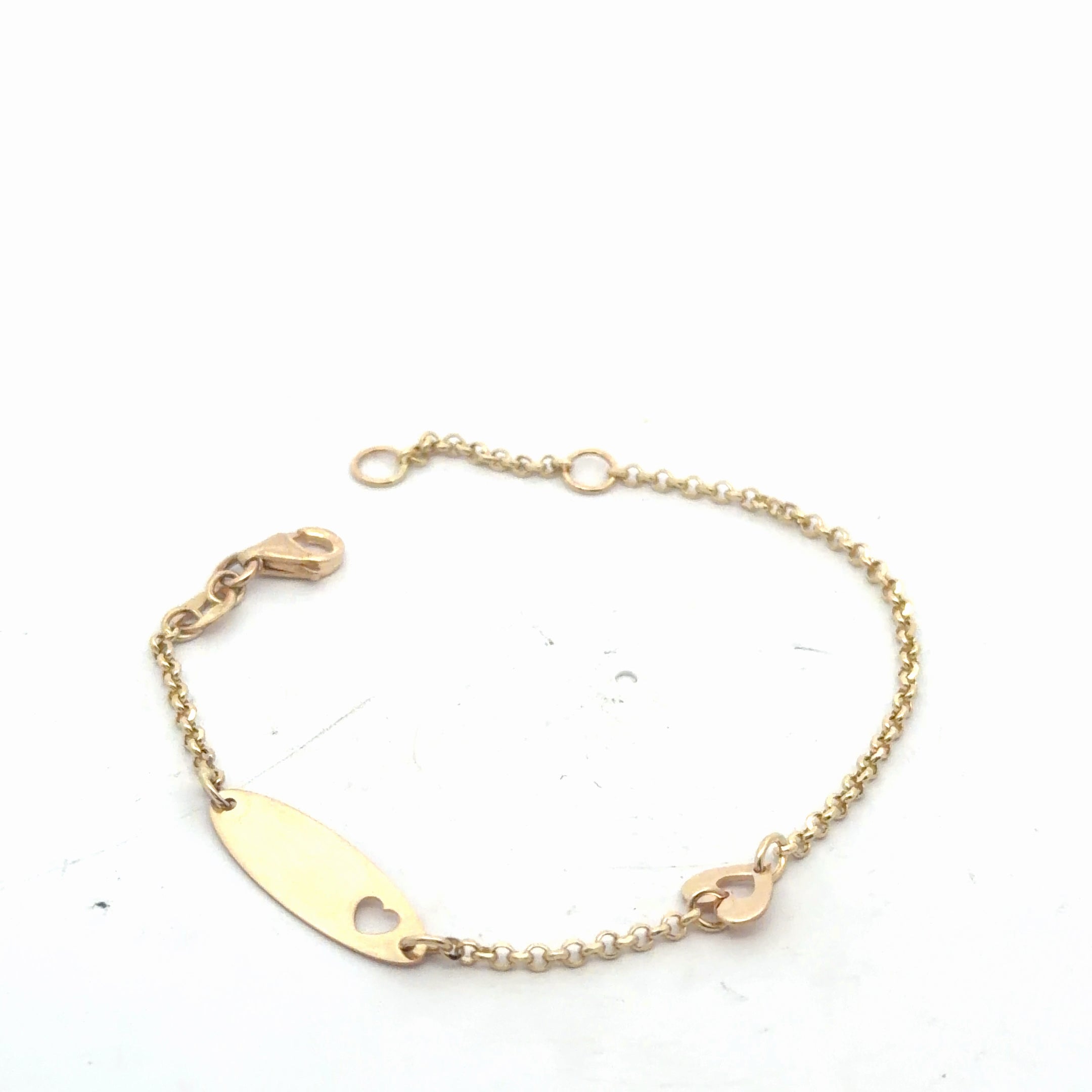 14k Yellow Gold Baby ID with (one) Heart Bracelet 2.1 gram 6"inch