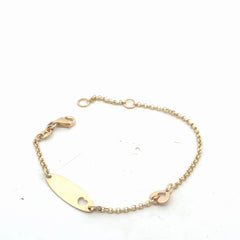 14k Yellow Gold Baby ID with (one) Heart Bracelet 2.1 gram 6"inch