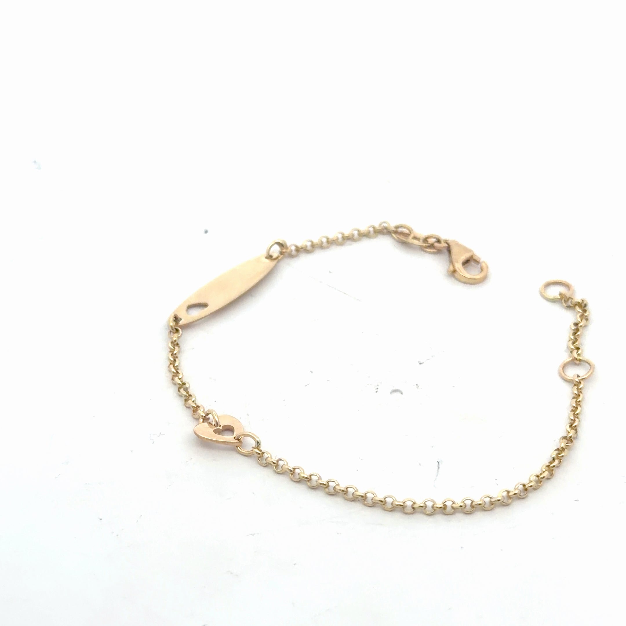 14k Yellow Gold Baby ID with (one) Heart Bracelet 2.1 gram 6"inch
