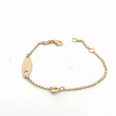 14k Yellow Gold Baby ID with (one) Heart Bracelet 2.1 gram 6"inch