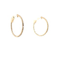 14k Yellow Gold .75ct G VS2 Round Diamond Thin Inside/Out Hoop Earrings 1"inch 1.2mm