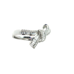14k White Gold Ribbon Ring  Containing 1.08ct of G VS2 Round and Baguette Diamonds by EFFY Size 7