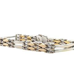 18k Two Toned Mens Bracelet Weighing 34 grams Size 8.5