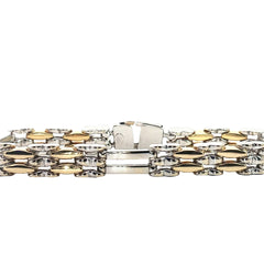 18k Two Toned Mens Bracelet Weighing 34 grams Size 8.5