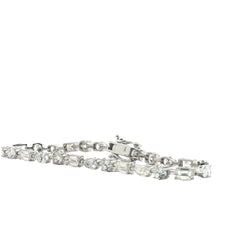 14k White Gold Multi Shaped Tennis Bracelet Containing 6.50ct  of F VS2 Round, Pear Shaped and Emerald Shaped Diamonds