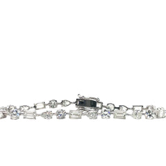 14k White Gold Multi Shaped Tennis Bracelet Containing 6.50ct  of F VS2 Round, Pear Shaped and Emerald Shaped Diamonds