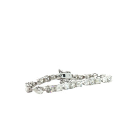 14k White Gold Multi Shaped Tennis Bracelet Containing 6.50ct  of F VS2 Round, Pear Shaped and Emerald Shaped Diamonds