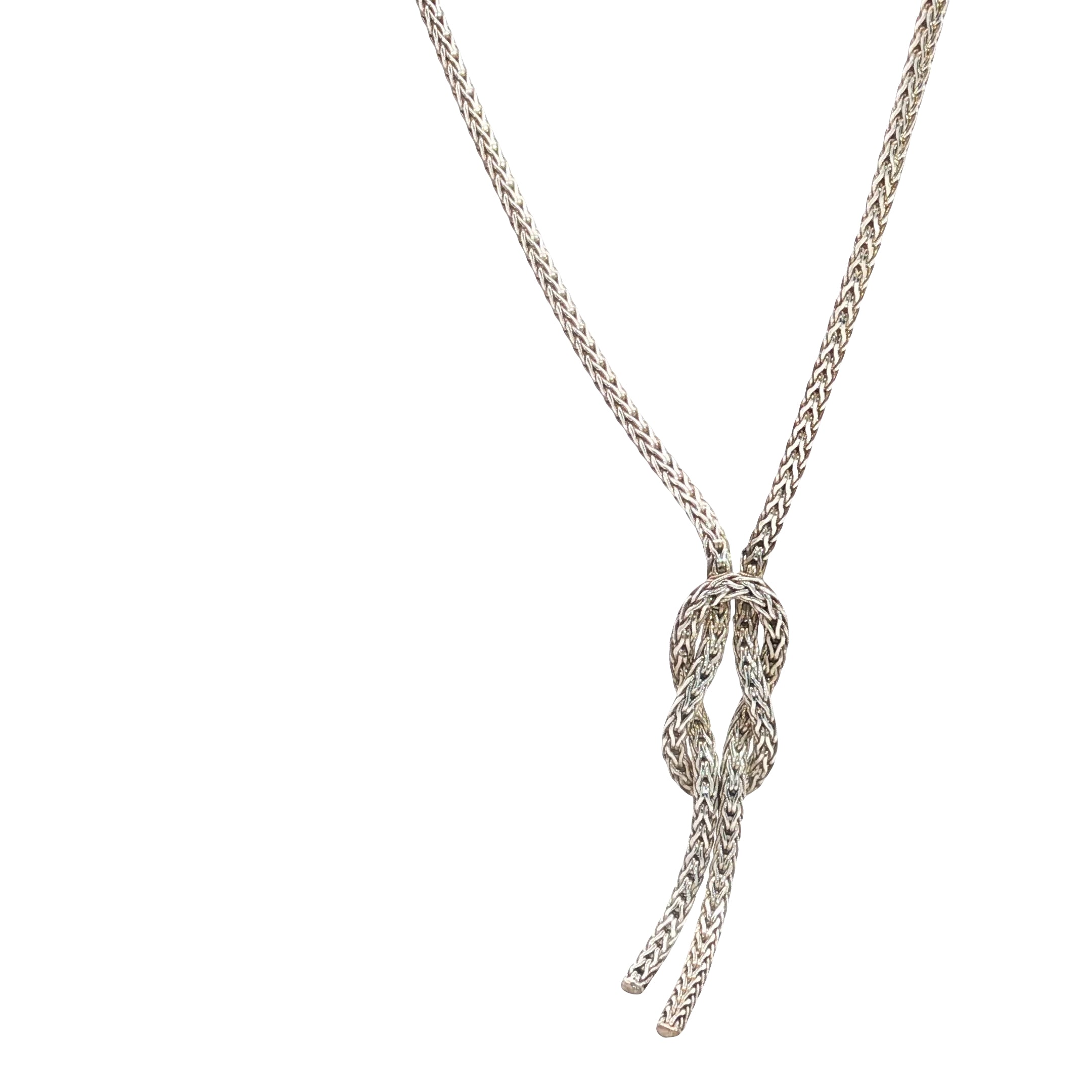 Pre-Owned John Hard Love Knot Y Sterling Silver Necklace 22"in