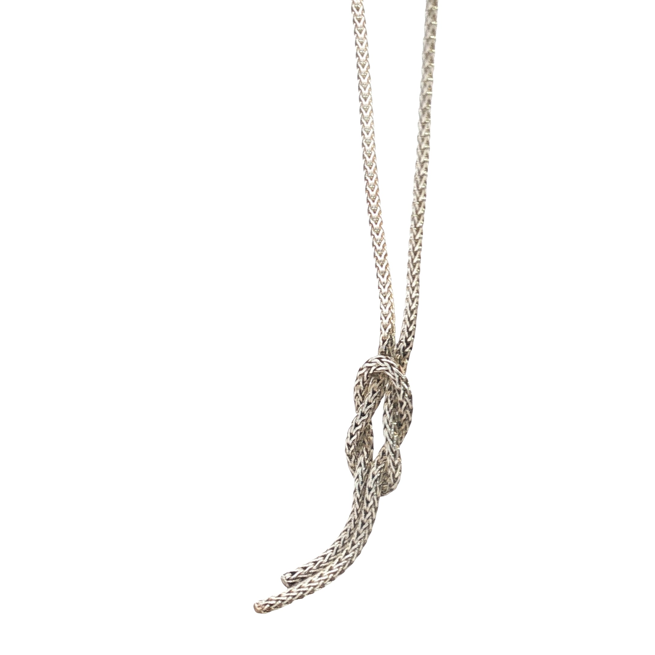 Pre-Owned John Hard Love Knot Y Sterling Silver Necklace 22"in