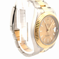 Pre-Owned Rolex Oyster Perpetual Date Just II Two Tone with Champagne Dial Watch