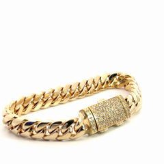 10k Yellow Gold 1.00ct G VS2 Round Diamond Cuban Link Bracelet 62.5 gram 10mm 8"in