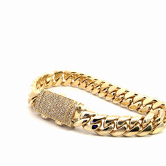 10k Yellow Gold 1.00ct G VS2 Round Diamond Cuban Link Bracelet 62.5 gram 10mm 8"in