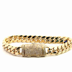 10k Yellow Gold 1.00ct G VS2 Round Diamond Cuban Link Bracelet 62.5 gram 10mm 8"in