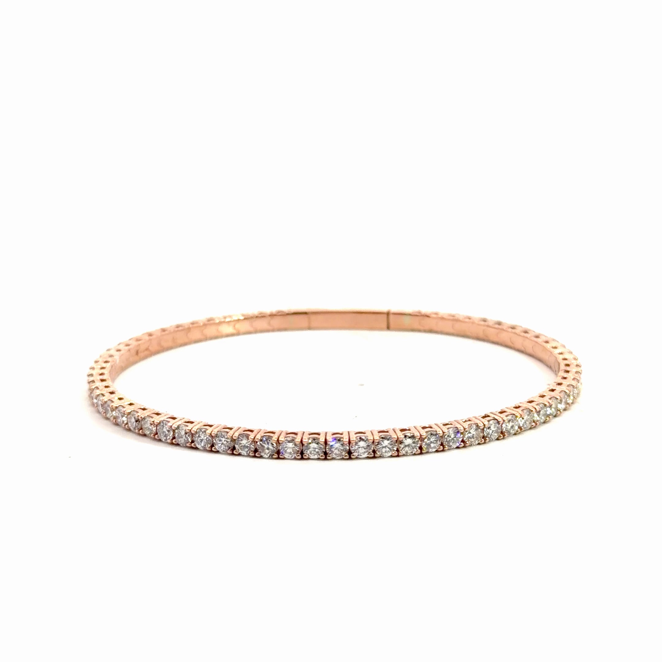 14k Rose Gold 4.00ct G VS2 Flexible Bangle Bracelet