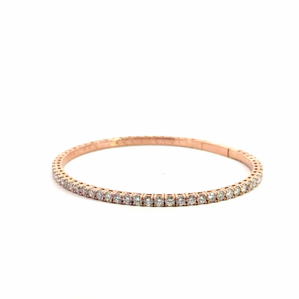 14k Rose Gold 4.00ct G VS2 Flexible Bangle Bracelet